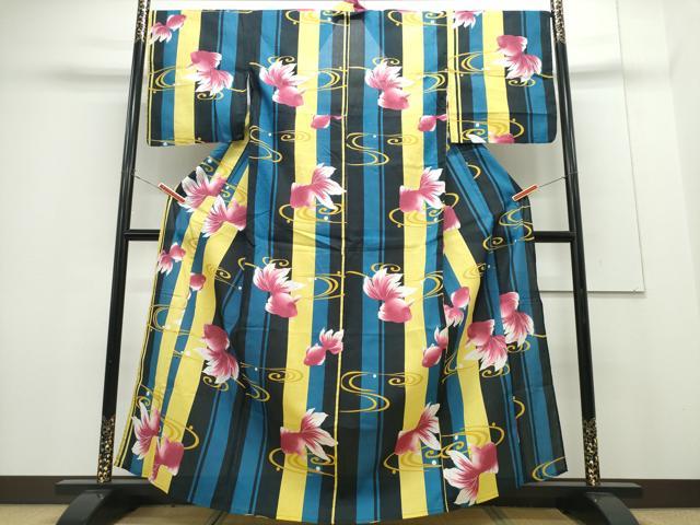 平和屋着物∴夏物 浴衣 金魚 流水間道 綿 逸品 CABH1210ng