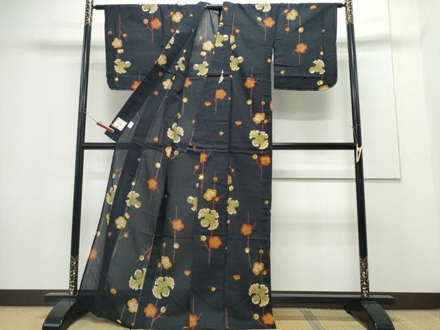平和屋着物∴夏物 浴衣 花古今 ふくら雀 枝梅文 日本製 綿 逸品 未使用 CABH1213ng
