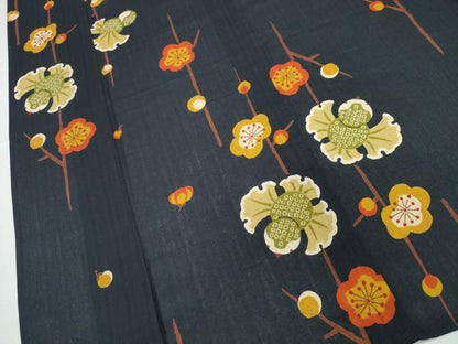 平和屋着物∴夏物 浴衣 花古今 ふくら雀 枝梅文 日本製 綿 逸品 未使用 CABH1213ng