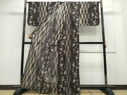 平和屋着物∴夏物　浴衣　枝垂れ花文　綿　逸品　CABH1220ng