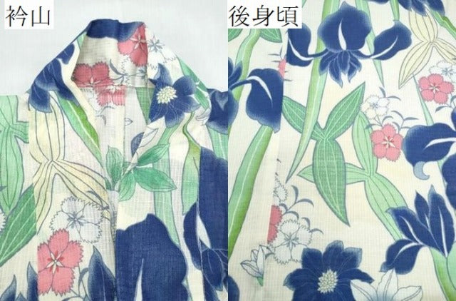 平和屋着物∴夏物　浴衣　綿紅梅　杜若　綿　逸品　CABH1221ng