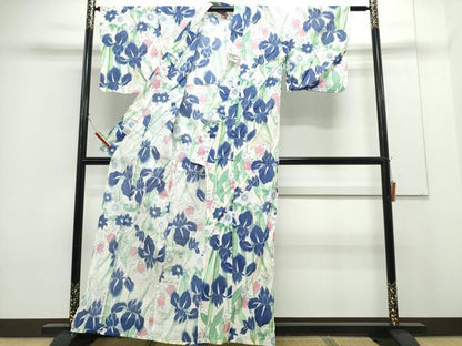 平和屋着物∴夏物　浴衣　綿紅梅　杜若　綿　逸品　CABH1221ng