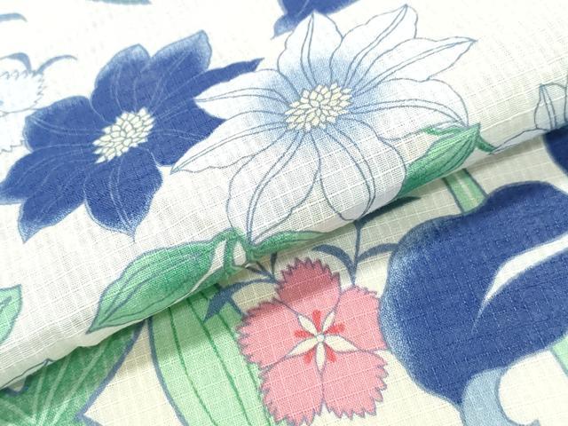 平和屋着物∴夏物　浴衣　綿紅梅　杜若　綿　逸品　CABH1221ng