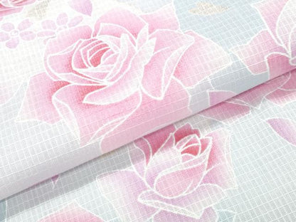 平和屋着物∴夏物　浴衣　綿紅梅　薔薇　ラメ　綿　逸品　CABH1222ng