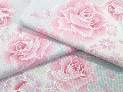平和屋着物∴夏物　浴衣　綿紅梅　薔薇　ラメ　綿　逸品　CABH1222ng