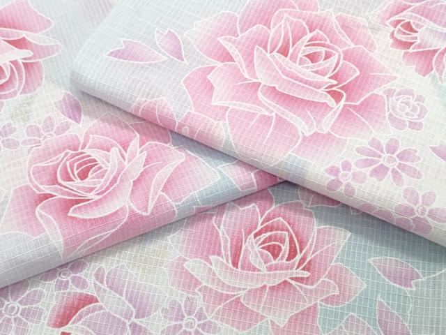 平和屋着物∴夏物　浴衣　綿紅梅　薔薇　ラメ　綿　逸品　CABH1222ng