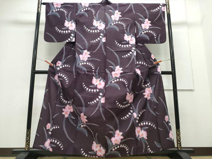 平和屋着物∴夏物　浴衣　鈴蘭　胡蝶蘭　綿　逸品　CABH1226ng
