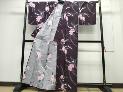 平和屋着物∴夏物　浴衣　鈴蘭　胡蝶蘭　綿　逸品　CABH1226ng