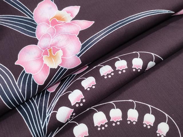 平和屋着物∴夏物　浴衣　鈴蘭　胡蝶蘭　綿　逸品　CABH1226ng