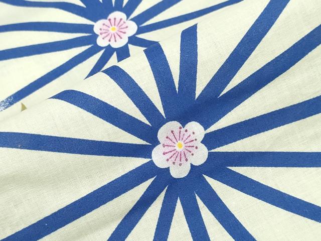 平和屋着物∴夏物　浴衣　麻の葉花文様　綿　逸品　CABH1227ng