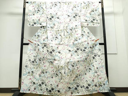 平和屋着物∴夏物　浴衣　草花文　綿　逸品　CABH1229ng