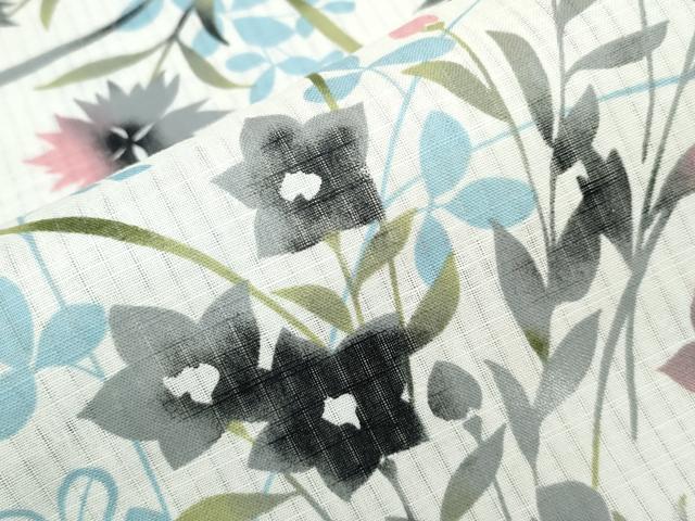 平和屋着物∴夏物　浴衣　草花文　綿　逸品　CABH1229ng