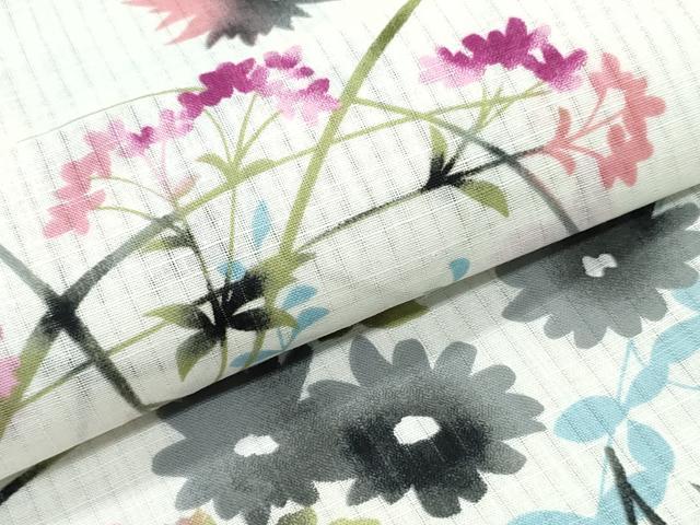 平和屋着物∴夏物　浴衣　草花文　綿　逸品　CABH1229ng