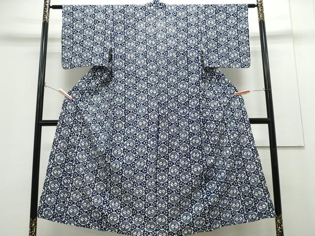 平和屋着物∴夏物　浴衣　綿絽　双鶴丸文　綿　逸品　CABH1233ng