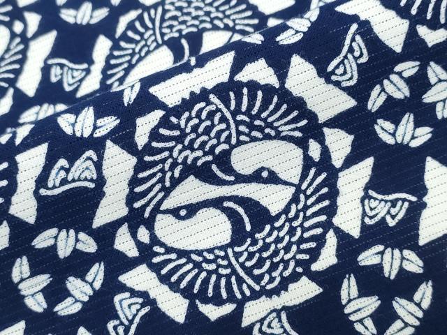 平和屋着物∴夏物　浴衣　綿絽　双鶴丸文　綿　逸品　CABH1233ng
