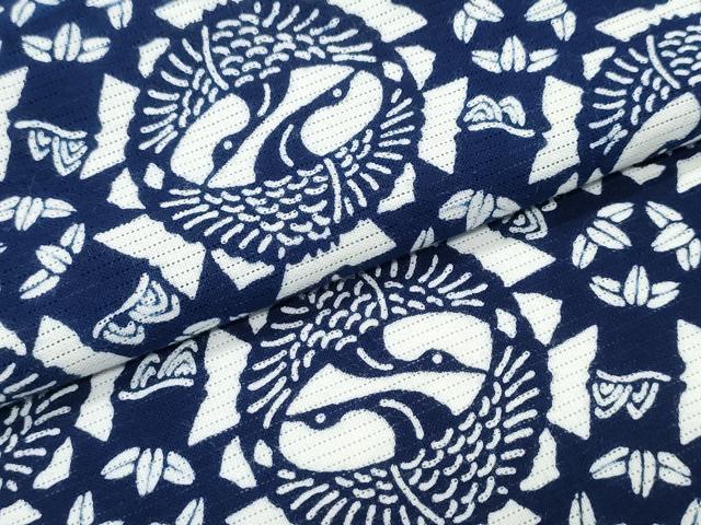 平和屋着物∴夏物　浴衣　綿絽　双鶴丸文　綿　逸品　CABH1233ng