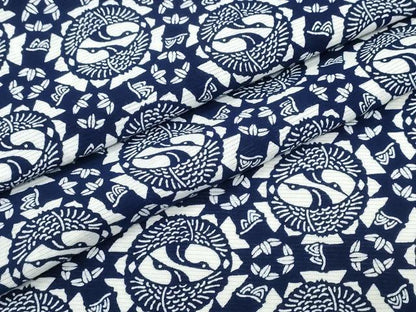 平和屋着物∴夏物　浴衣　綿絽　双鶴丸文　綿　逸品　CABH1233ng