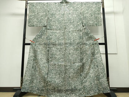 平和屋着物＊夏物　小紋　絹紅梅　草花尽くし　正絹　逸品　CABH1234ng