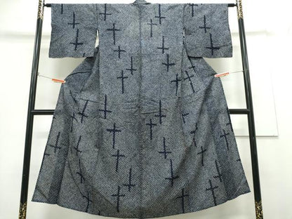 平和屋着物∴夏物　浴衣　有松鳴海絞り　十字文様　綿　逸品　CABH1239ng