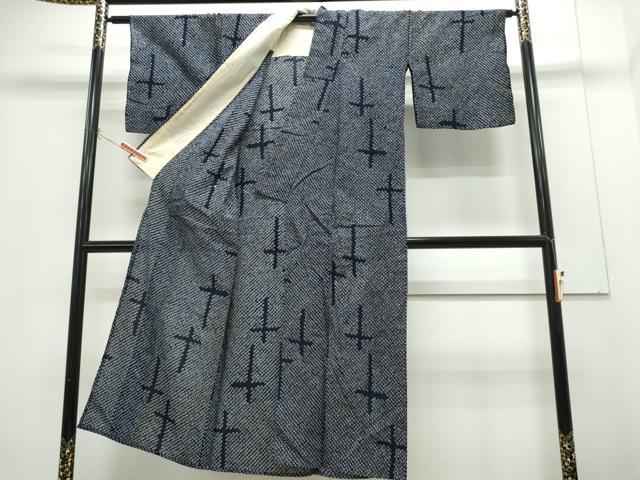 平和屋着物∴夏物　浴衣　有松鳴海絞り　十字文様　綿　逸品　CABH1239ng