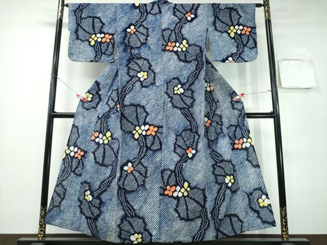 平和屋着物∴夏物　浴衣　有松鳴海絞り　蔦の葉花文　綿　逸品　CABH1242ng