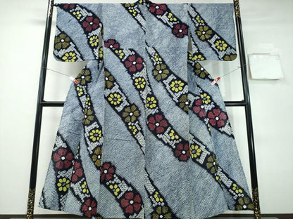 平和屋着物∴夏物　浴衣　有松鳴海絞り　斜線舞花文　綿　逸品　CABH1243ng