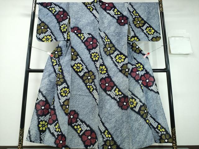平和屋着物∴夏物　浴衣　有松鳴海絞り　斜線舞花文　綿　逸品　CABH1243ng