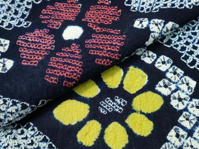 平和屋着物∴夏物　浴衣　有松鳴海絞り　斜線舞花文　綿　逸品　CABH1243ng