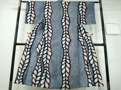 平和屋着物∴夏物　浴衣　有松鳴海絞り　草葉文　綿　逸品　CABH1244ng