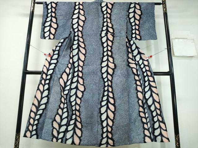 平和屋着物∴夏物　浴衣　有松鳴海絞り　草葉文　綿　逸品　CABH1244ng