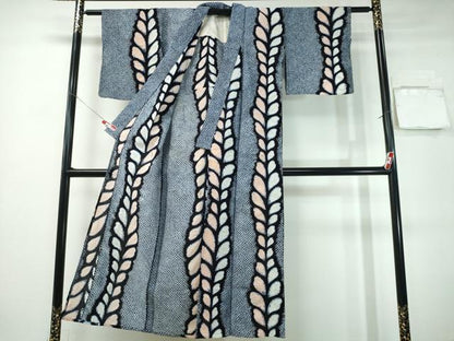 平和屋着物∴夏物　浴衣　有松鳴海絞り　草葉文　綿　逸品　CABH1244ng