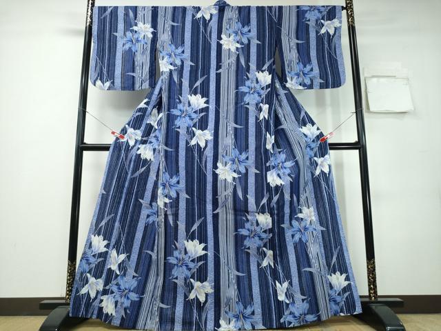 平和屋着物∴夏物　浴衣　百合　間道　ラメ糸　綿　逸品　CABH1246ng