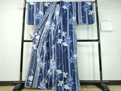 平和屋着物∴夏物　浴衣　百合　間道　ラメ糸　綿　逸品　CABH1246ng