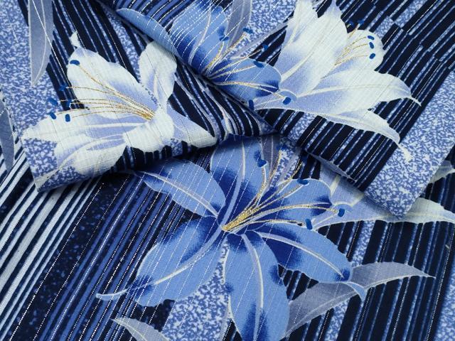 平和屋着物∴夏物　浴衣　百合　間道　ラメ糸　綿　逸品　CABH1246ng