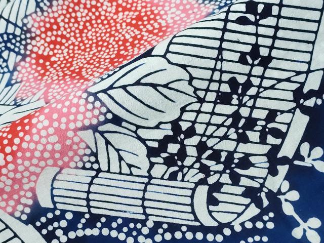 平和屋着物∴夏物　浴衣　注染　流水絵巻花文　日本製　綿　逸品　CABH1247ng