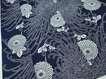平和屋着物∴夏物　浴衣　藍　注染　手染め　手縫い　乱菊　日本製　綿　逸品　CABH1248ng