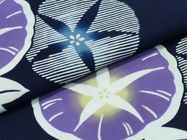 平和屋着物∴夏物　浴衣　注染　手縫い　朝顔　日本製　綿　逸品　CABH1251ng