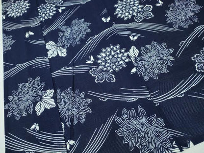 平和屋着物∴夏物　浴衣　綿絽　立波舞蝶菊文　綿　逸品　CABH1253ng