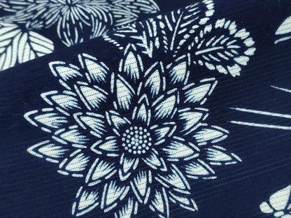 平和屋着物∴夏物　浴衣　綿絽　立波舞蝶菊文　綿　逸品　CABH1253ng