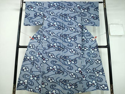 平和屋着物∴夏物　浴衣　流水舞花文　リップル生地　日本製　綿　逸品　CABH1258ng