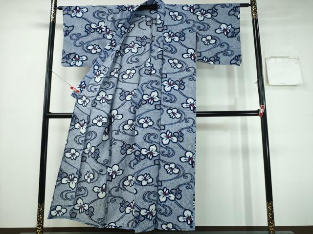 平和屋着物∴夏物　浴衣　流水舞花文　リップル生地　日本製　綿　逸品　CABH1258ng