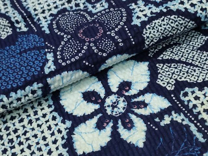 平和屋着物∴夏物　浴衣　草花文　リップル生地　綿　逸品　CABH1260ng