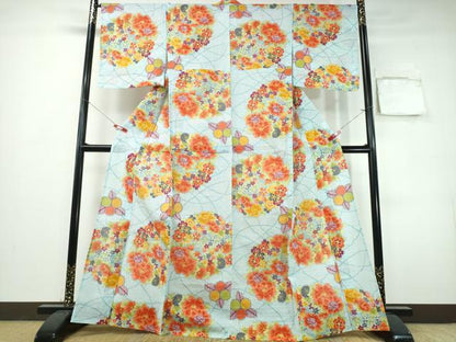 平和屋着物∴夏物　岡重謹製　OKAJIMA　浴衣　綿絽　花丸文　日本製　綿　逸品　CABH1261ng
