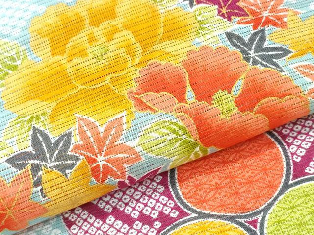 平和屋着物∴夏物　岡重謹製　OKAJIMA　浴衣　綿絽　花丸文　日本製　綿　逸品　CABH1261ng