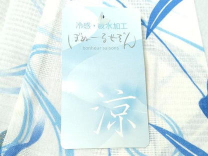 平和屋着物∴夏物　浴衣　金魚　草葉文　ラメ　綿　逸品　未使用　CABH1262ng