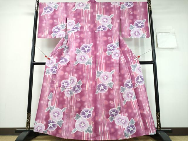 平和屋着物∴夏物　日本のお笑いタレント　俳優　画家　書家　片岡鶴太郎　浴衣　朝顔　綿　逸品　CABH1263ng
