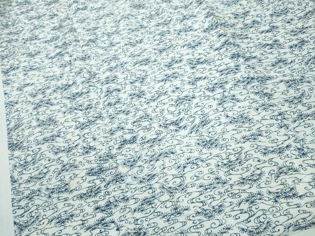 平和屋着物∴夏物　浴衣　綿紅梅　藍　霞枝松　綿　逸品　CABH1266ng