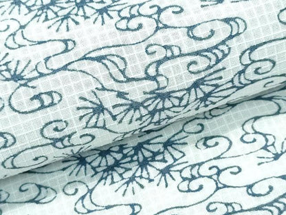 平和屋着物∴夏物　浴衣　綿紅梅　藍　霞枝松　綿　逸品　CABH1266ng
