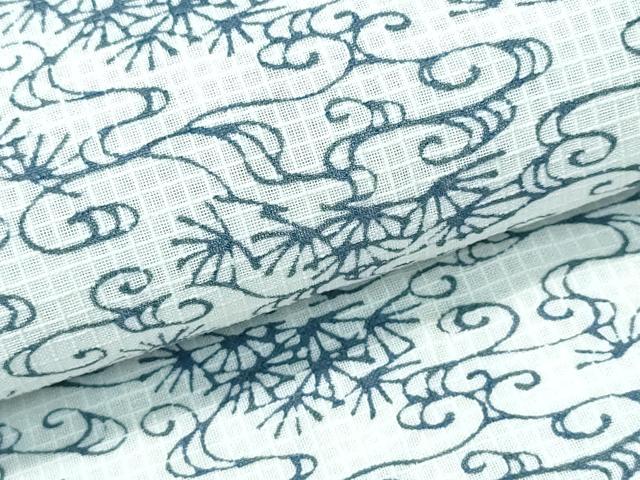 平和屋着物∴夏物　浴衣　綿紅梅　藍　霞枝松　綿　逸品　CABH1266ng