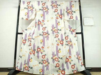 平和屋着物∴夏物　浴衣　綿紅梅　朝顔　金彩　綿　逸品　CABH1267ng